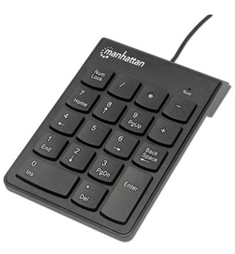 Numerička žičana tipkovnica, USB, 18 tipki, crna, Manhattan