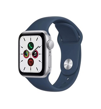 Apple Watch SE (v2) GPS, 44mm Silver Aluminium Case with Abyss Blue Sport Band - Regular